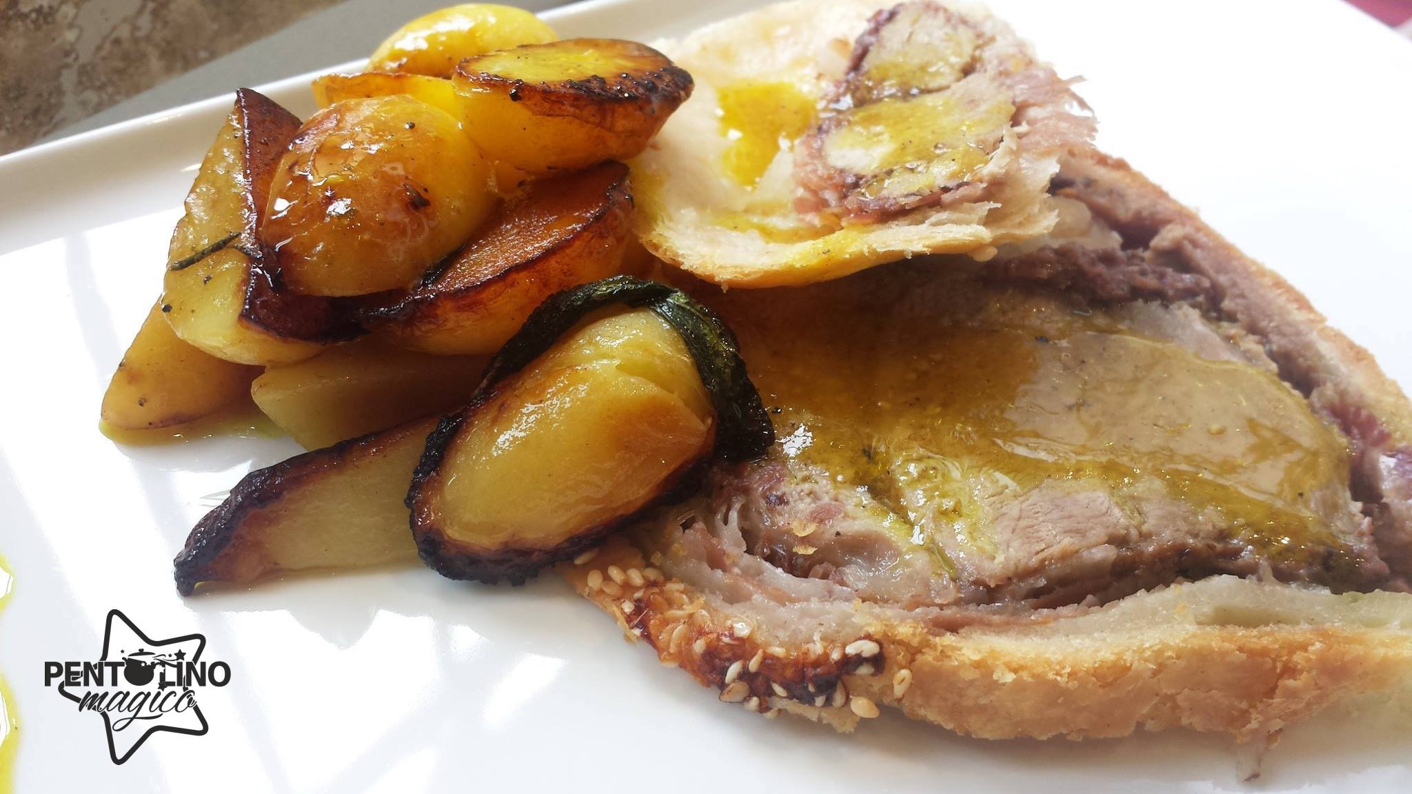 arrosto vitella in crosta con trevisano e cheddar